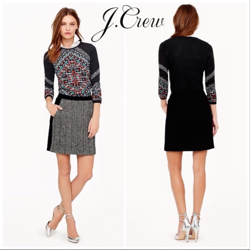 J. Crew‎ | Black Postage Stamp Chevron Skirt